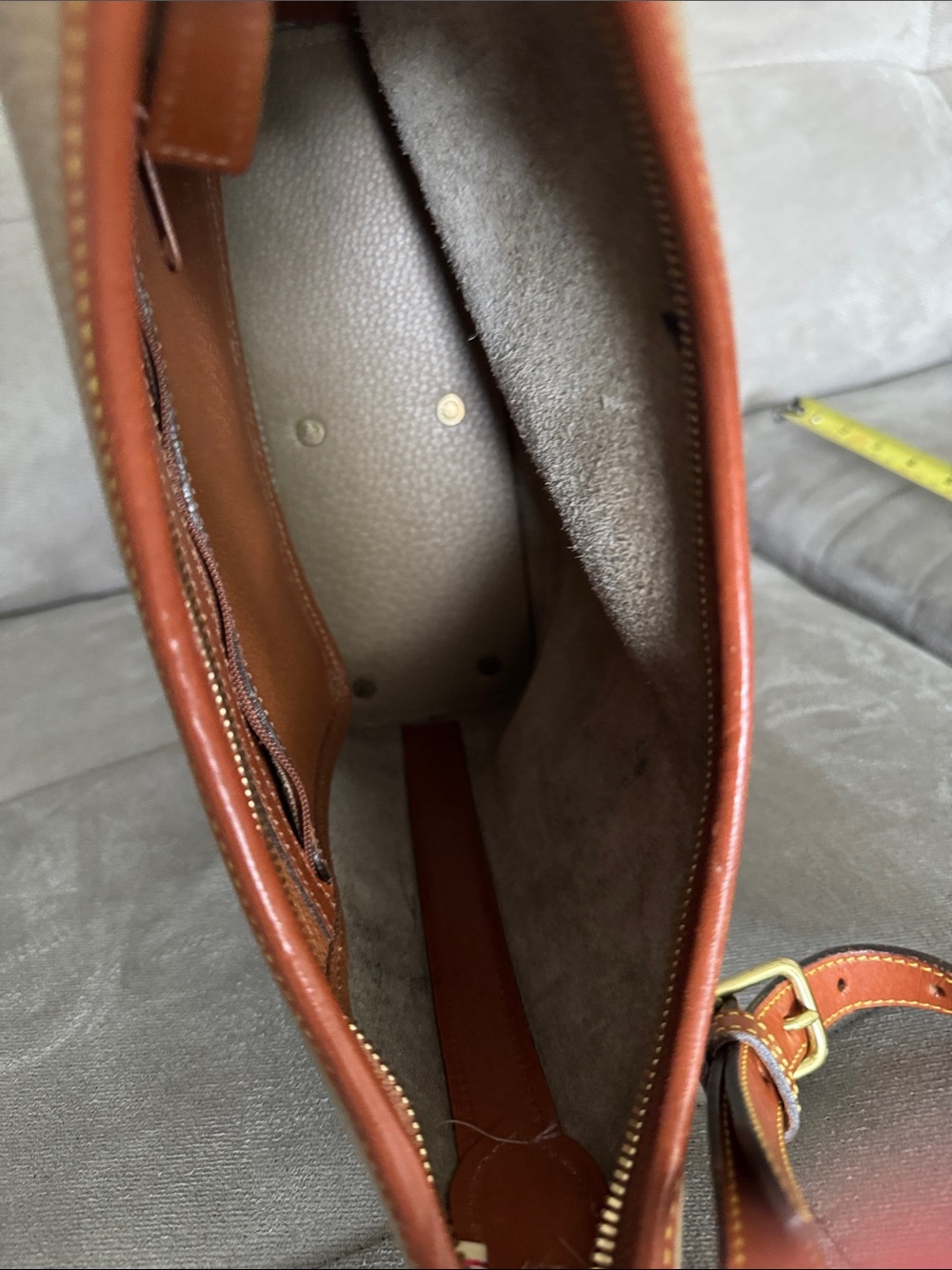 Dooney & Bourke Beige and Tan Pebbled Leather Shoulder Bag - Picture 8 of 8